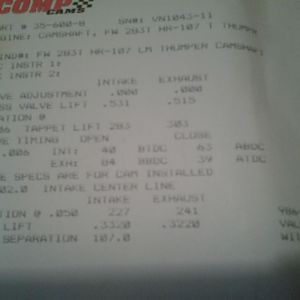 Camshaft Specs...