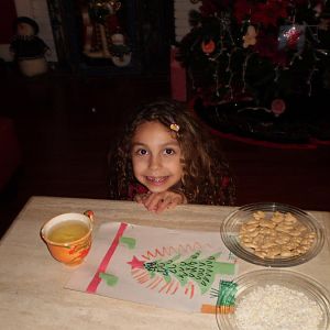 Kyli leaving food for Santa and his reindeer