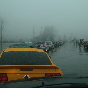 Waiting to get on the track.