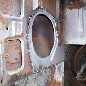 7/9/16 Started welding in the l/s cowl side panel patch.