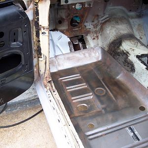 7/29/16 Fitting l/s full floor, so I know how much to cut off the toe board patch.