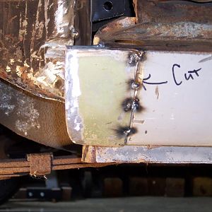 5/25/13 Patched the rear section of the r/s rocker panel.