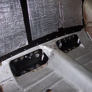 11/4/17 Welded both rear floor pan dual exhaust reinforcement panels.